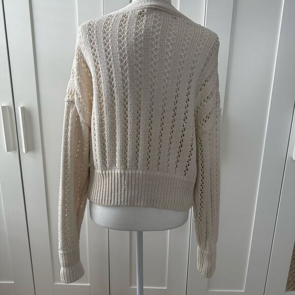 A.L.C | Drew Open Stitch Cotton Cardigan in Ecru | Small - Picture 5 of 6